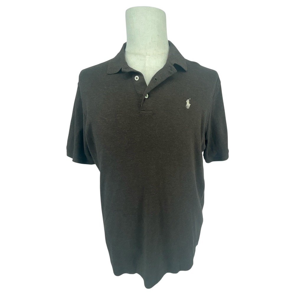 Vintage Polo Ralph Lauren Mens Classic Fit Short Sleeve Polo Shirt Brown LG
